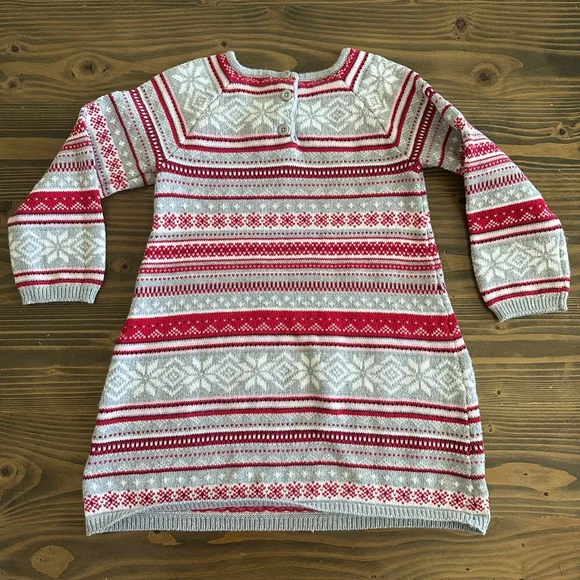 Girls Gymboree Fair Isle Knit Dress Size 5T Winter Sweater Dress Snowflake - Picture 4 of 4